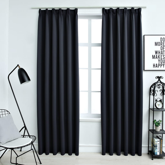 vidaXL Pimennysverhot koukuilla 2 kpl antrasiitti 140x225 cm