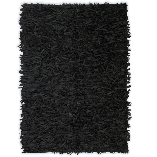 vidaXL Shaggy-matto aito nahka 160x230 cm musta