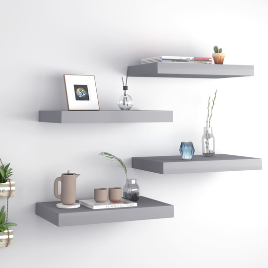 vidaXL Kelluvat seinähyllyt 4 kpl harmaa 40x23x3,8 cm MDF