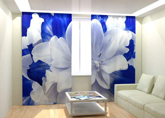 Kuvaverhot BLUE WHITE TULIP 300x260 cm