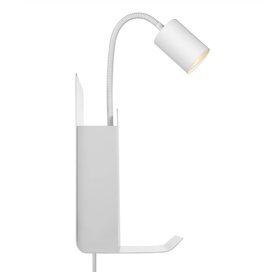 Seinävalaisin Roomi, hyllytaso ja USB, valkoinen