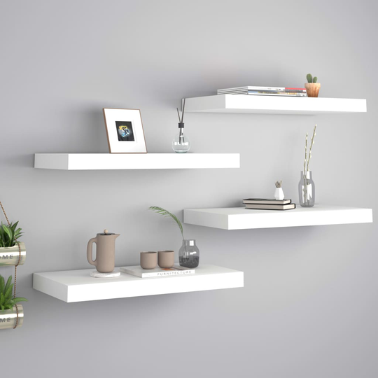 vidaXL Kelluvat seinähyllyt kpl valkoinen 50x23x3,8 cm MDF