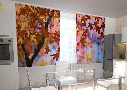 Pimennysverho MAPLE LEAVES IN THE KITCHEN 200x120 cm