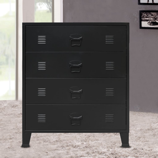 vidaXL Metallinen lipasto teollinen tyyli 78x40x93 cm musta