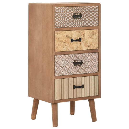 vidaXL Sivukaappi 4 vetolaatikolla ruskea 34,5x30x74,5 cm MDF