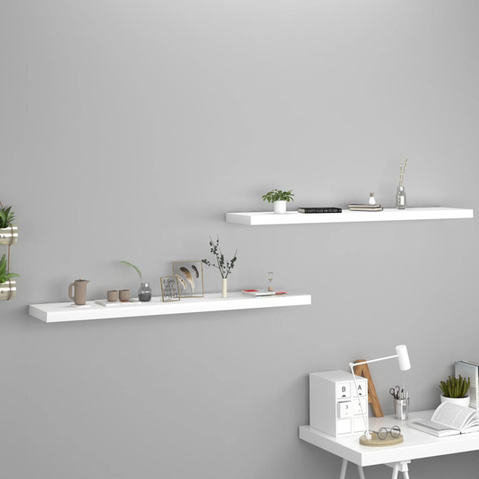 vidaXL Kelluvat seinähyllyt 2 kpl valkoinen 120x23,5x3,8 cm MDF