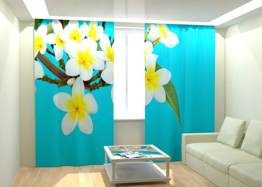 Kuvaverhot TROPICAL FLOWERS BLUE 300x260 cm