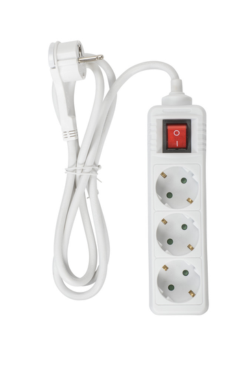 3-way power strip with flat plug