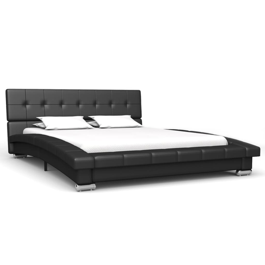 280742 vidaXL Bed Frame Black Faux Leather 120x190 cm (UK/NO/IE/FI/DE/FR/NL only)