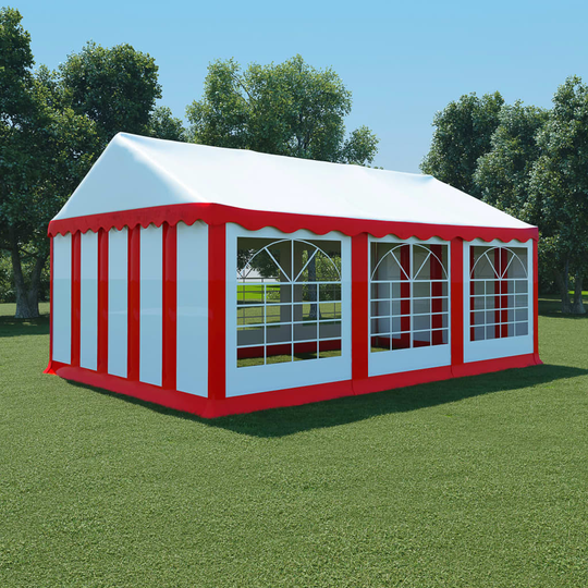 vidaXL Puutarhakatos PVC 4x6 m punainen ja valkoinen