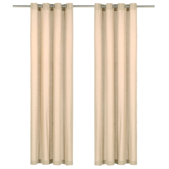 vidaXL Verhot metallirenkailla 2 kpl puuvilla 140x175 cm beige