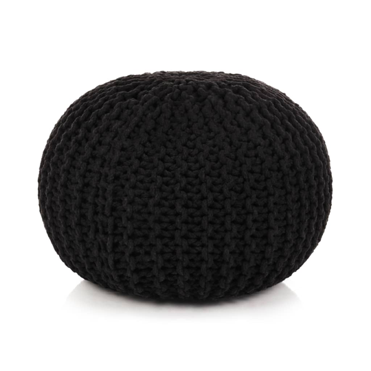 vidaXL Käsinpunottu pallorahi puuvilla 50x35 cm musta