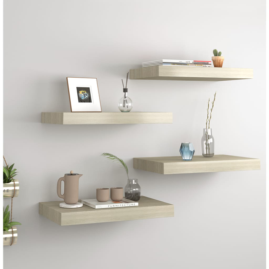 vidaXL Kelluvat seinähyllyt 4 kpl tammi 40x23x3,8 cm MDF