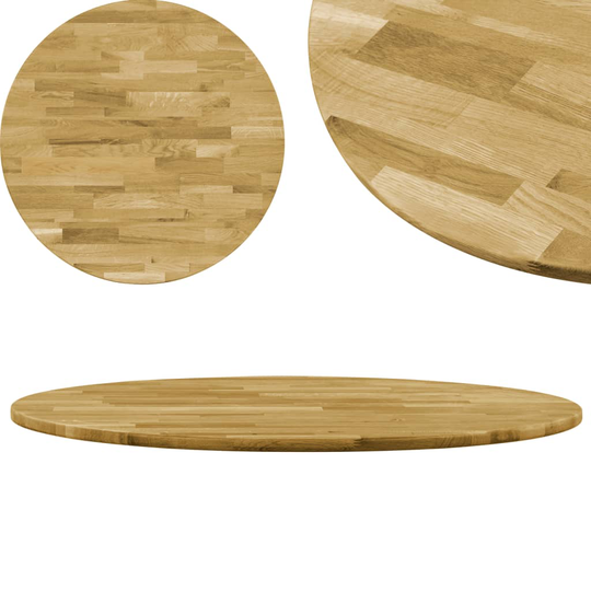 vidaXL Pöytälevy kiinteä tammipuu pyöreä 23 mm 500 mm