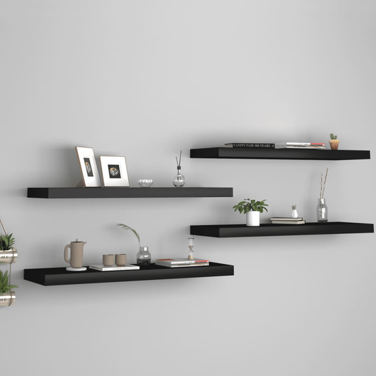 vidaXL Kelluvat seinähyllyt 4 kpl musta 80x23,5x3,8 cm MDF