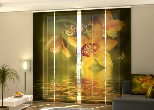 Puolipimentävä paneeliverho Jade orchids 240x240 cm