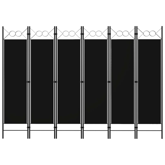 vidaXL 6-Paneelinen tilanjakaja 240x180 cm musta