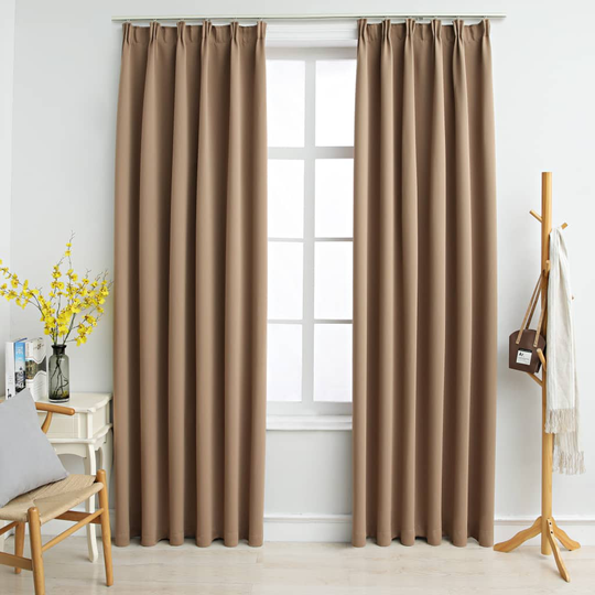 vidaXL Pimennysverhot koukuilla 2 kpl ruskeanharmaa 140x175 cm