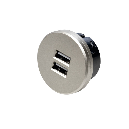 USB-kaksoispistoke, pyöreä, ruostumaton teräs