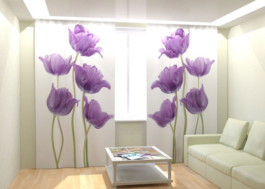 Kuvaverhot PURPLE TULIPS 300x260 cm