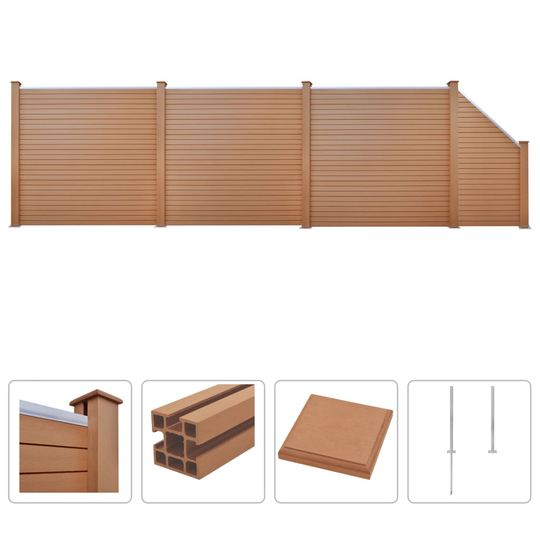 vidaXL Aitasarja 3 paneelia + 1 vinopaneeli WPC 625x187 cm ruskea