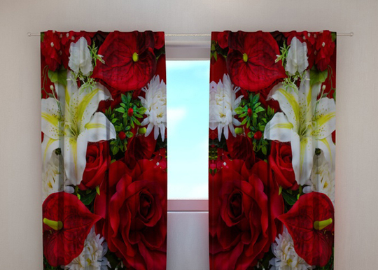 Puolipimentävä verho ROSES AND LILIES 240x220 cm
