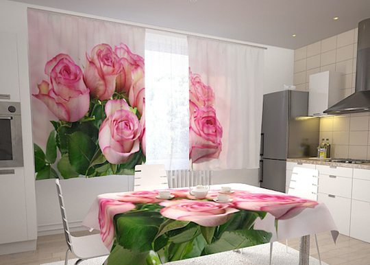 Läpinäkyvä verho PINK BUNCH 200x120 cm