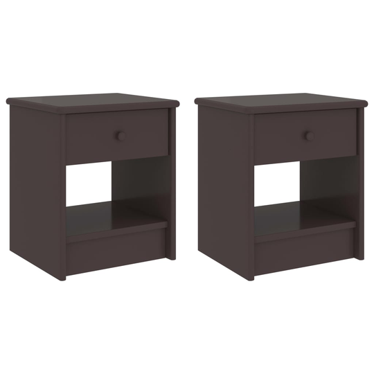 vidaXL Yöpöydät 2 kpl tummanruskea 35x30x40 cm täysi mänty