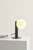 ABBEY SIDE pöytävalaisin Black+Plating Satin Gold Finishing+ White Glass+Dimmable Switch