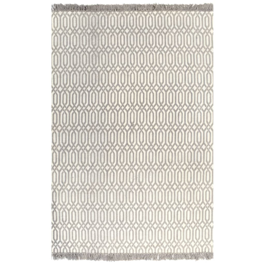 vidaXL Kelim matto puuvilla 160x230 cm kuviolla harmaanruskea