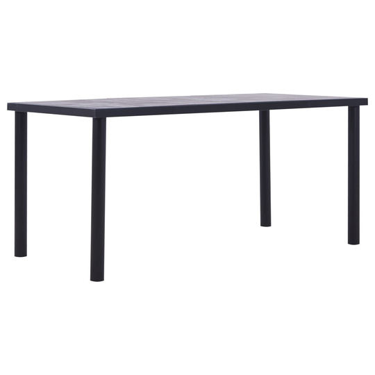 vidaXL Ruokapöytä musta ja betoninharmaa 160x80x75 cm MDF
