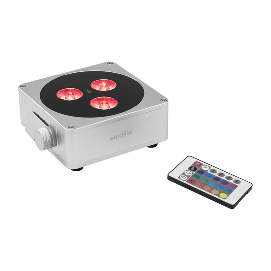 EUROLITE Akku Flat Light 3-LED-kohdevalo 24W hopea