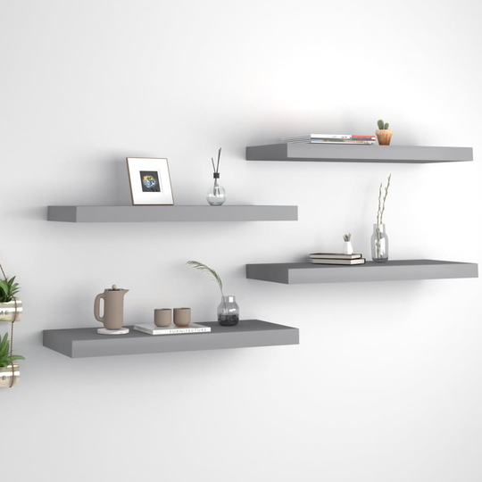 vidaXL Kelluvat seinähyllyt 4 kpl harmaa 60x23,5x3,8 cm MDF