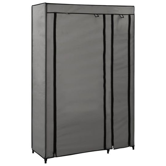 vidaXL Kokoontaitettava vaatekaappi harmaa 110 x 45 x 175 cm kangas
