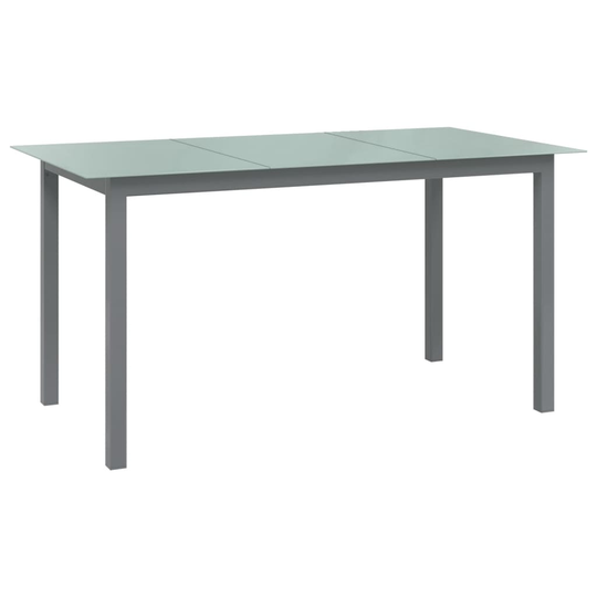 vidaXL Puutarhapöytä vaaleanharmaa 150x90x74 cm alumiini ja lasi