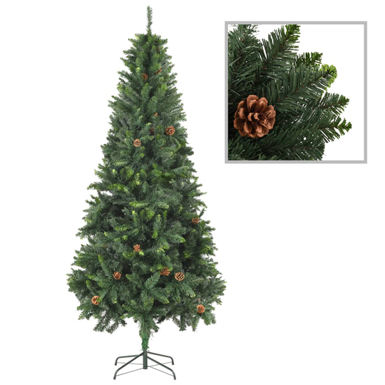 vidaXL Tekojoulukuusi kävyillä vihreä 210 cm