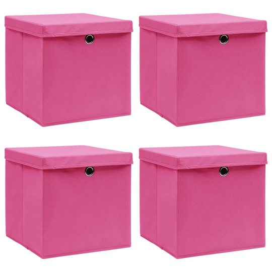 vidaXL Säilytyslaatikot kansilla 4 kpl pinkki 32x32x32 cm kangas