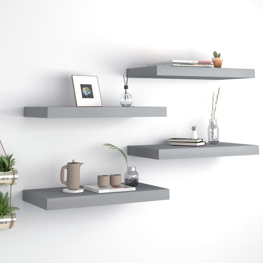 vidaXL Kelluvat seinähyllyt 4 kpl harmaa 50x23x3,8 cm MDF