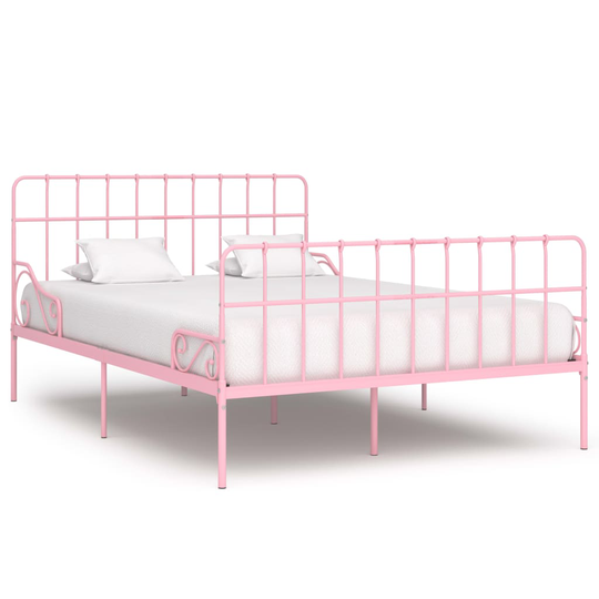 vidaXL Sängynrunko sälepohjalla pinkki metalli 140x200 cm