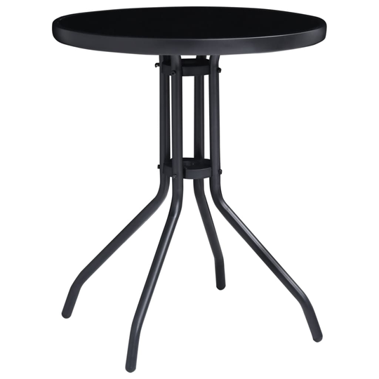 vidaXL Puutarhapöytä musta 60 cm teräs ja lasi