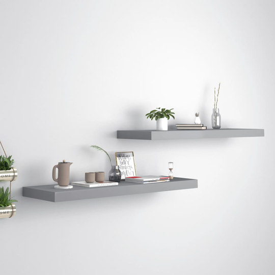 vidaXL Kelluvat seinähyllyt 2 kpl harmaa 80x23,5x3,8 cm MDF