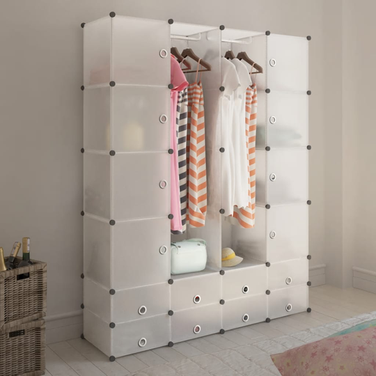 vidaXL Moduulikaappi 18 lokeroa 37x146x180,5 cm valkoinen