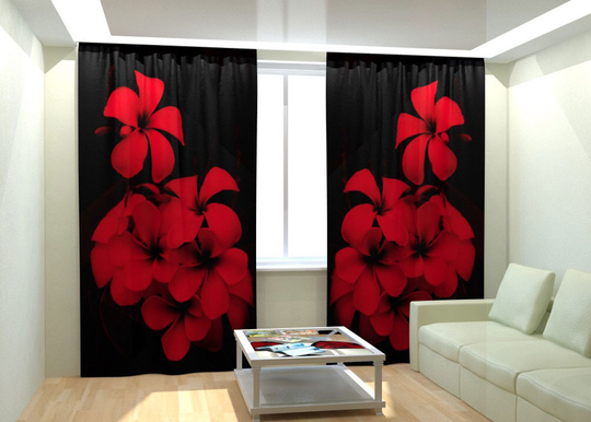 Kuvaverhot BURGUNDY PLUMERIA 300x260 cm