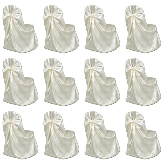 vidaXL Tuolinpäällinen hääjuhliin kerma 12 kpl