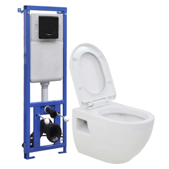 vidaXL Seinään kiinnitettävä WC piilotettu korkea säiliö keraaminen