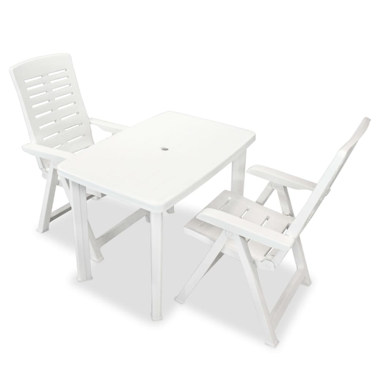 vidaXL 3-osainen Bistrosarja muovi valkoinen