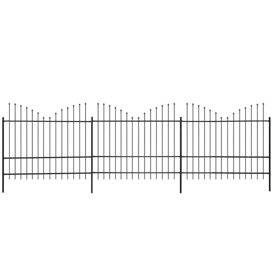 vidaXL Puutarha-aita keihäänkärjillä teräs (1,5-1,75)x6 m musta