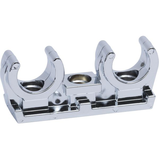 Gelia 3000507522 Kaksoisputkenkiristin Muovi, krominvärinen, 2-kpl pakkaus 15 mm