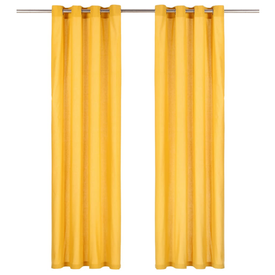 vidaXL Verhot metallirenkailla 2 kpl puuvilla 140x225 cm keltainen