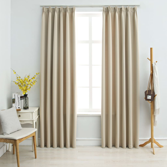 vidaXL Pimennysverhot koukuilla 2 kpl beige 140x225 cm